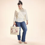 Loungefly Cream & Red Floral Convertible Backpack and Tote Crossbody Bag LFlifestyle1 view 2